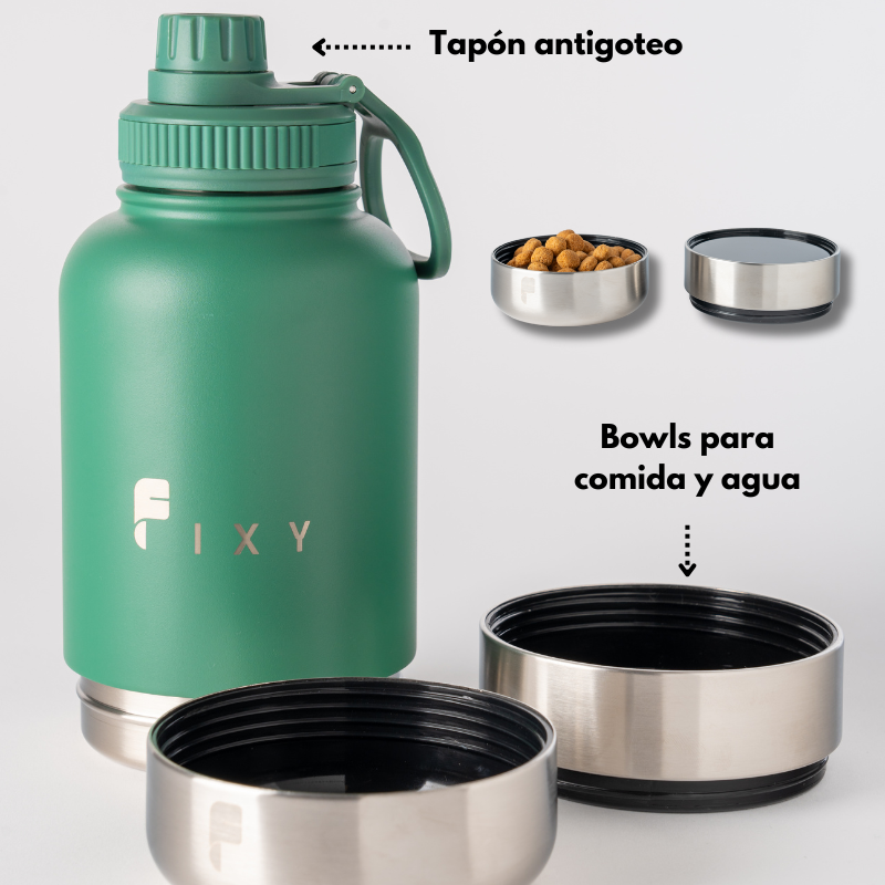 botella para perros verde
